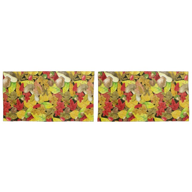 Housse D'oreillers Motif d'automne aquarelle (devant-Set)