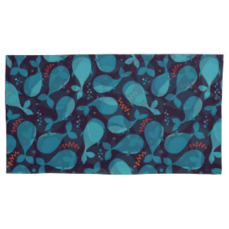 Housse D'oreillers Motif de baleine bleue