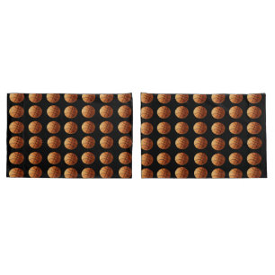 Housse D'oreillers Motif De Basketballs Orange Et Noir,