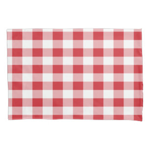 Housse D'oreillers Motif de buffle rouge et blanc vérifié
