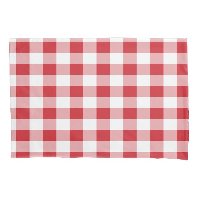 Housse D'oreillers Motif de buffle rouge et blanc vérifié (devant)