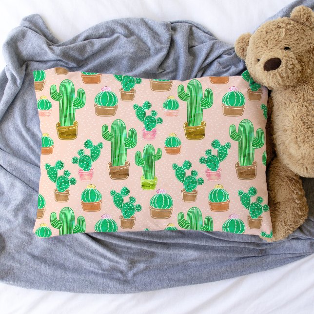 Housse D'oreillers Motif de cactus pointillés (Cactus Pattern Pillowcase)