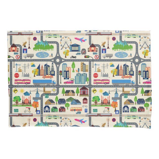 Housse D'oreillers Motif de carte de ville (devant-gauche)