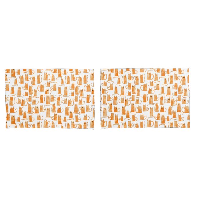 Housse D'oreillers Motif de chat orange (devant-Set)