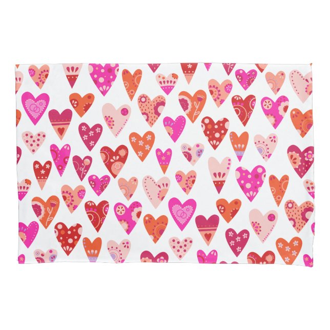 Housse D'oreillers Motif de coeur Rouge rose moderne (devant-gauche)
