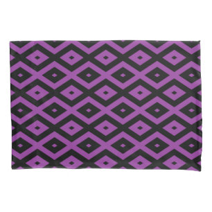 Housse D'oreillers Motif de diamants violet et noir