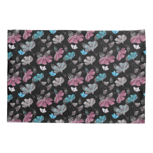 Housse D'oreillers Motif de fleurs et de papillons (Dos)