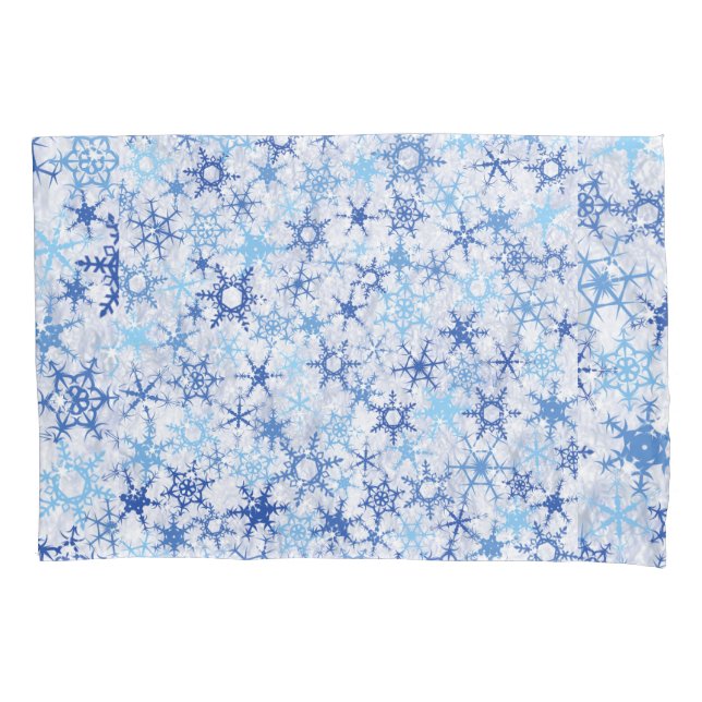 Housse D'oreillers Motif de flocons de neige bleu givré (devant)