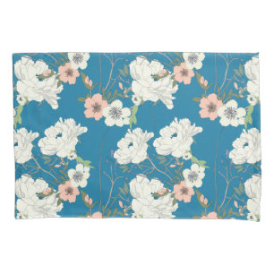 Housse D'oreillers Motif de jardin floral blanc