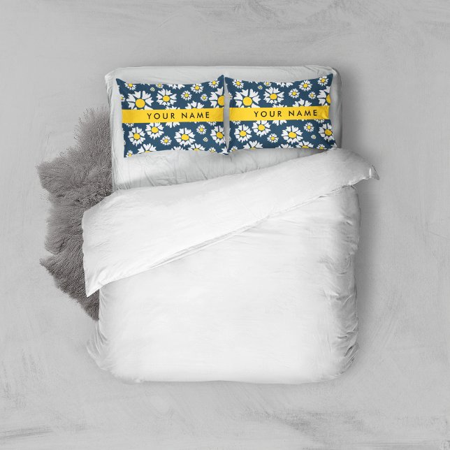 Housse D'oreillers Motif de marguerite, marguerites blanches, Votre n (Créateur téléchargé)