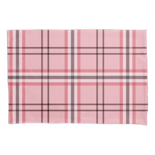 Housse D'oreillers Motif de mode à carreaux rose et gris chic