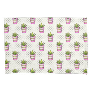 Housse D'oreillers Motif de point succulent de polka d'aquarelle