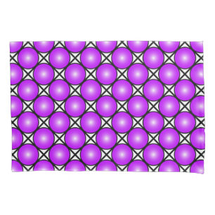 Housse D'oreillers Motif de réseau noir et blanc à points roses magen