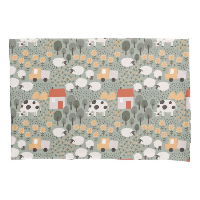Housse D'oreillers Motif de scène de ferme mignonne (devant)