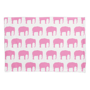 Housse D'oreillers Motif de silhouettes d'éléphant rose