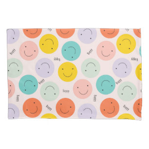 Housse D'oreillers Motif de visage joyeux souriant coloré