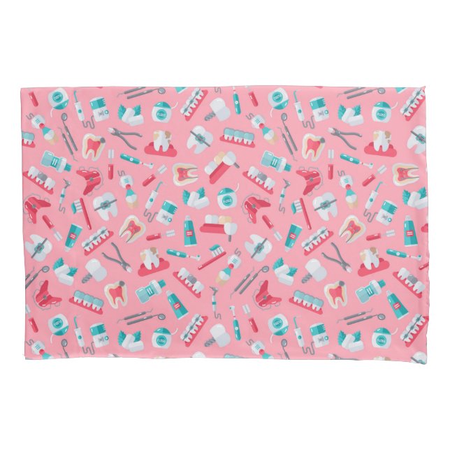 Housse D'oreillers Motif dentaire rose (devant-gauche)