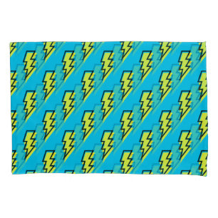 Housse D'oreillers motif des années 80/90's Fun Blue Yellow Bolt Neon