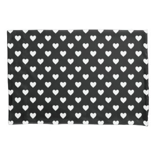 Housse D'oreillers Motif des Coeurs Noir et Blanc