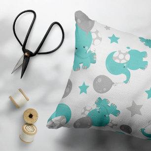 Housse D'oreillers Motif Des Eléphants Bleus, Eléphants Mignons, Étoi