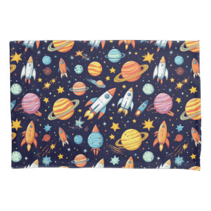 Housse D'oreillers Motif d'exploration spatiale coloré