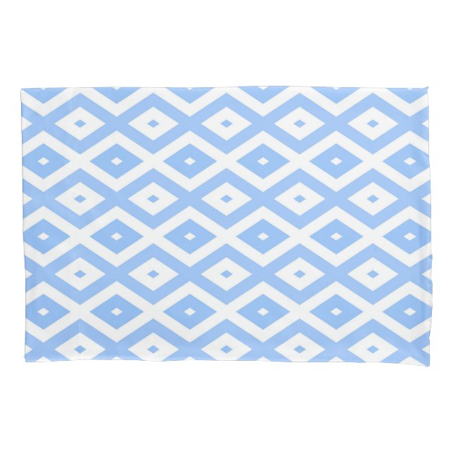 Housse D'oreillers Motif diamant bleu et blanc (devant)