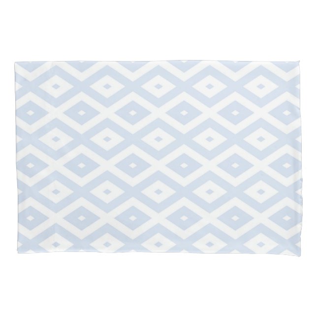 Housse D'oreillers Motif diamant bleu pâle et blanc (devant)