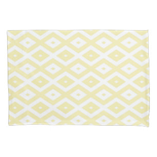 Housse D'oreillers Motif diamant jaune pâle et blanc