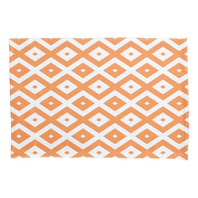 Housse D'oreillers Motif diamant orange et blanc (devant)