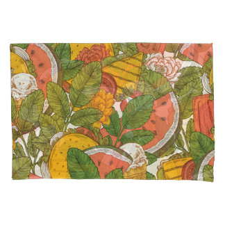 Housse D'oreillers Motif d'illustration Vintage de nourriture d'été