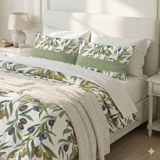 Housse D'oreillers Motif d'olive de style français campagne aquarelle