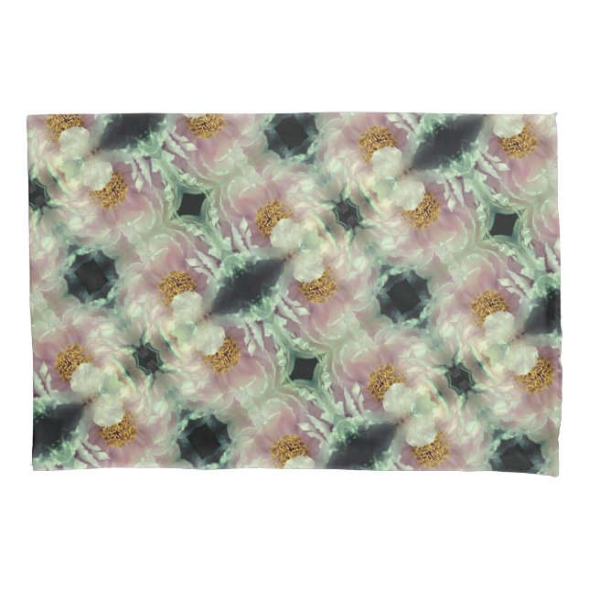 Housse D'oreillers Motif du centre de fleurs rose Peony (devant)