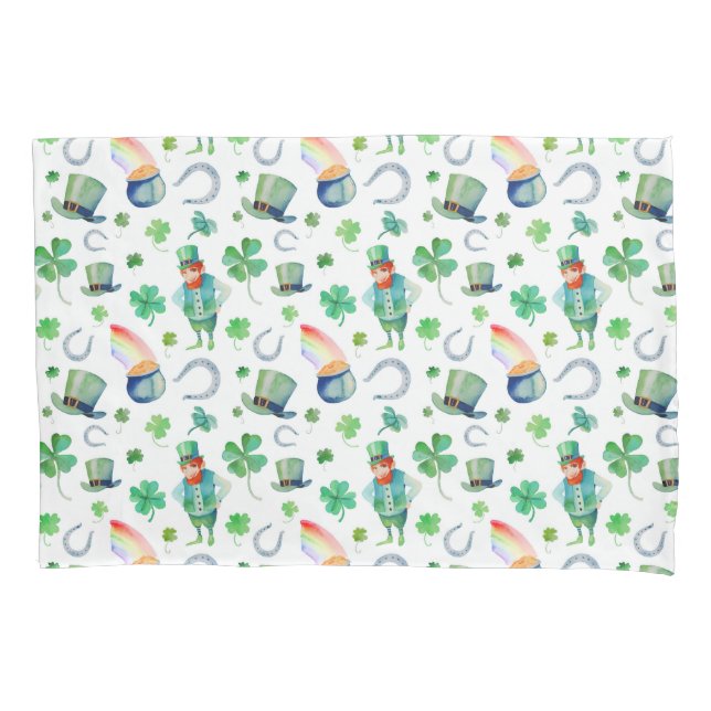 Housse D'oreillers Motif du jour de St Patrick d'aquarelle (devant-gauche)