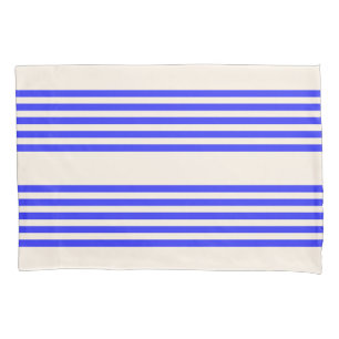 Housse D'oreillers Motif électrique bleu et beige cinq bandes