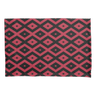 Housse D'oreillers Motif en diamant rouge et noir