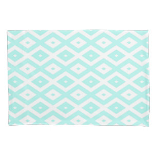 Housse D'oreillers Motif en diamant Turquoise et blanc