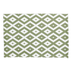 Housse D'oreillers Motif en diamant vert et blanc