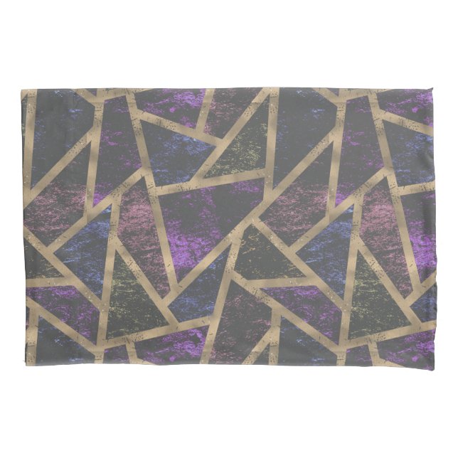 Housse D'oreillers Motif en mosaïque violet et or (devant)