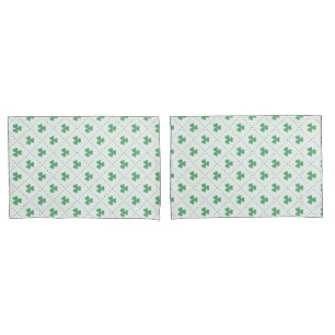 Housse D'oreillers Motif Feuilles de Trèfle Chanceux Taille Standard