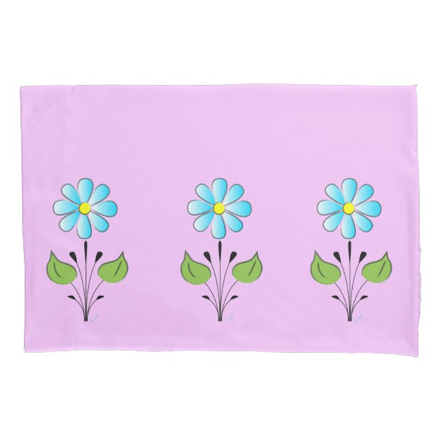 Housse D'oreillers Motif Fleur Bleu Chic Lilac Jaune Cute (devant)