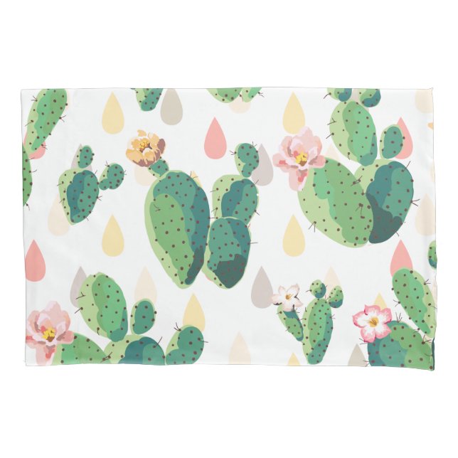 Housse D'oreillers Motif fleurissant de cactus d'aquarelle douce (devant)