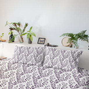 Housse D'oreillers Motif floral bohème moderne prune blanc