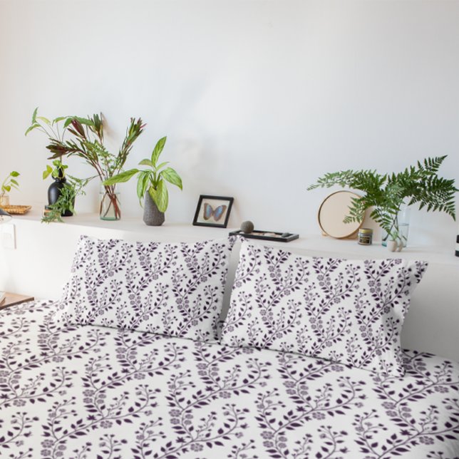 Housse D'oreillers Motif floral bohème moderne prune blanc (Créateur téléchargé)