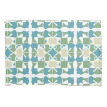 Motif géométrique abstrait en vert et bleu
