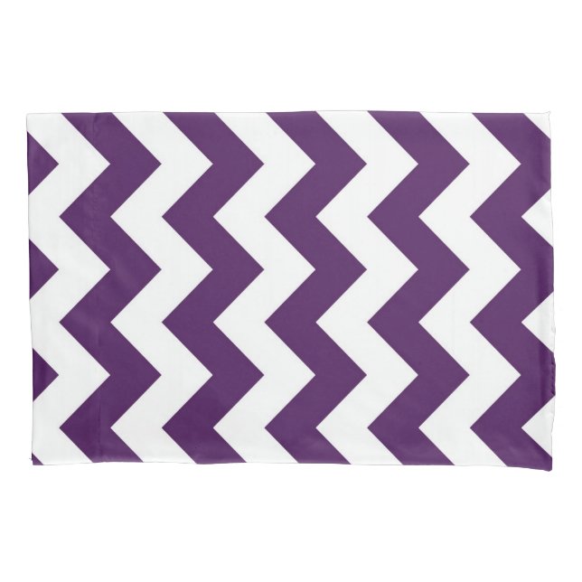 Housse D'oreillers Motif géométrique de zigzag pourpre et blanc (devant)