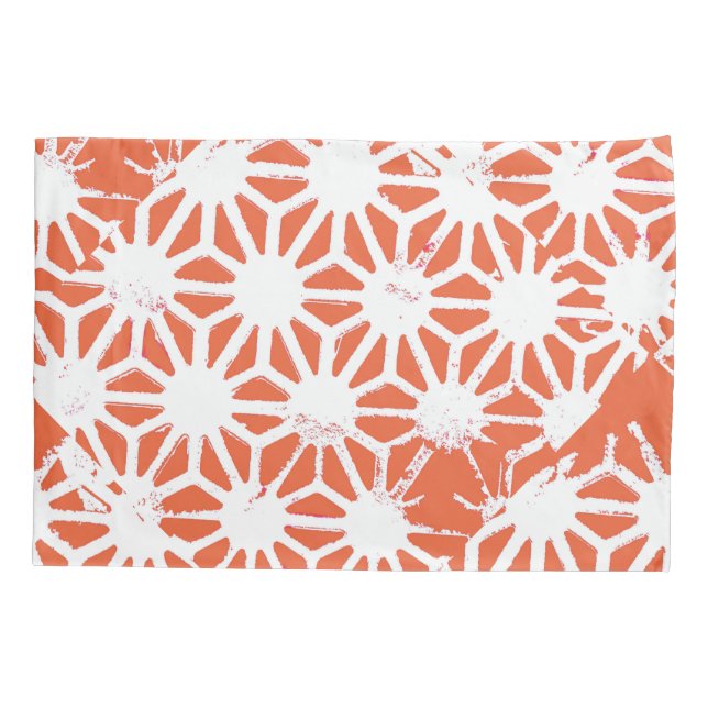 Housse D'oreillers Motif géométrique orange et blanc (Dos)