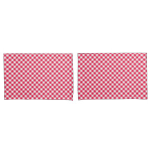 Housse D'oreillers Motif Gingham Rouge et Blanc Classique Rustique
