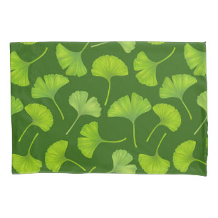 Housse D'oreillers Motif Ginkgo sur vert foncé
