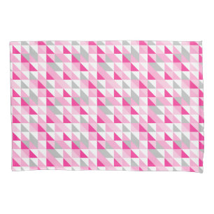 Housse D'oreillers Motif gris blanc rose géométrique de triangles