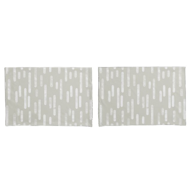 Housse D'oreillers Motif Lignes arrondies | Beige et blanc (devant-Set)